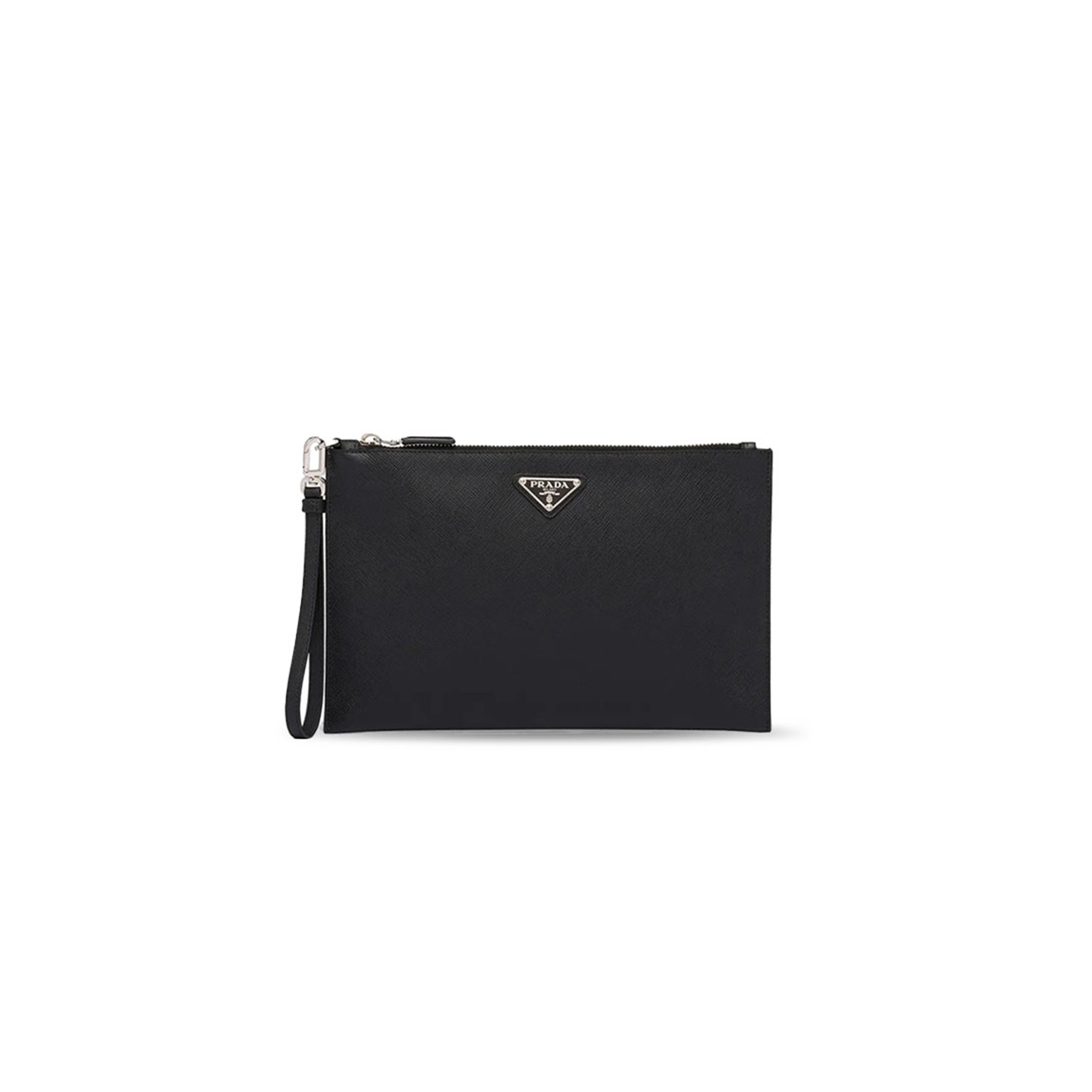 Pra*a logo plaque clutch black 2vf024 (28*18*3cm)